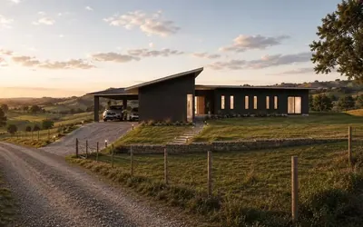 Render de vivienda diseñada por DoRe Arquitectura en Curicó